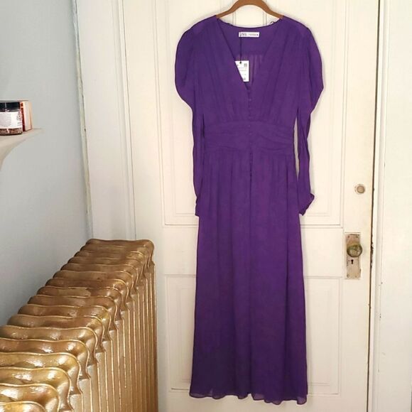 Zara Purple 🔮Vibes🔮 Button Front Maxi Dress - Picture 4 of 16